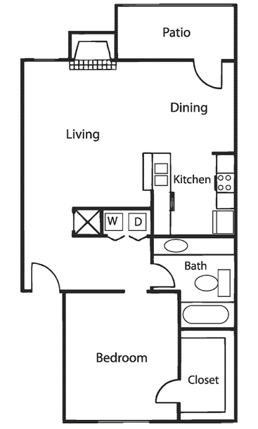 a floor plan of a small house with a bedroom and a living room